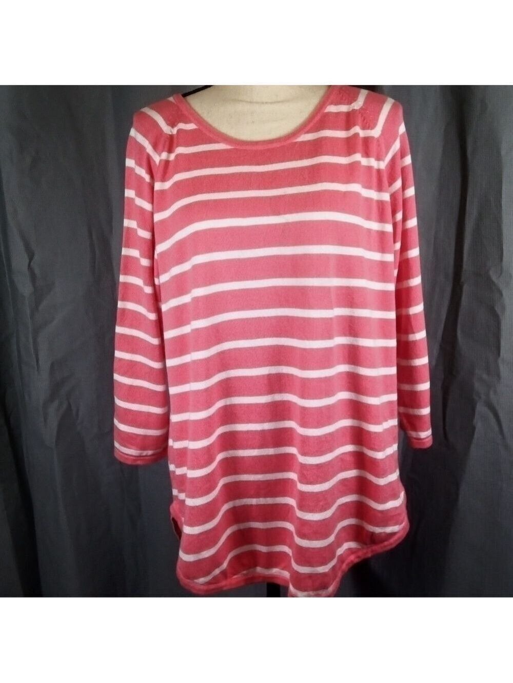 Jeanne Pierre pink and white striped sweater, size XL
